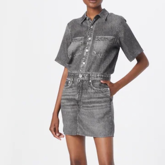 Rag & Bone Liquid Miramar Mini Dress in Washed Black "Denim" Size M - Picture 13 of 14